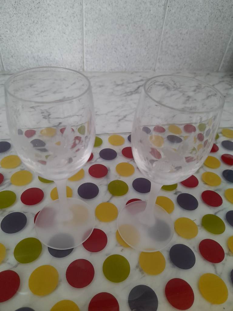 2 Hummingbird Sherry glasses