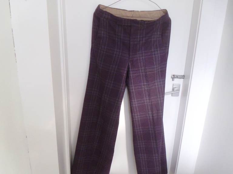 VINTAGE 1970'S PURPLE OXFORD BAGS FLARED TROUSERS