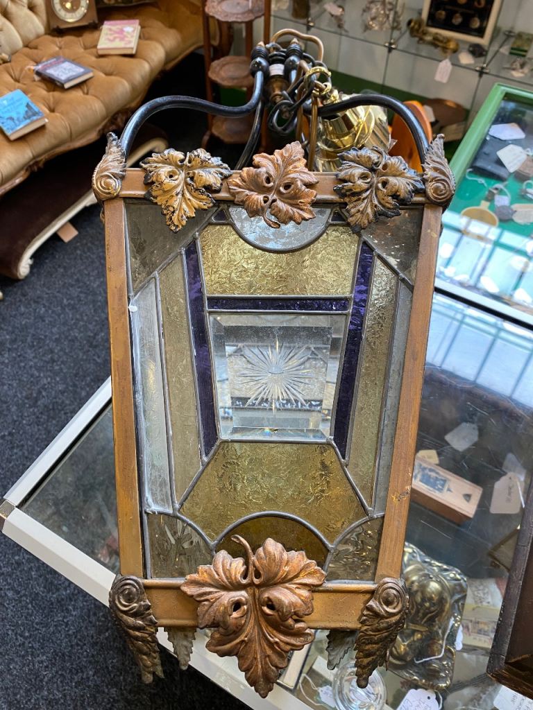 Antique Stained Glass Lantern