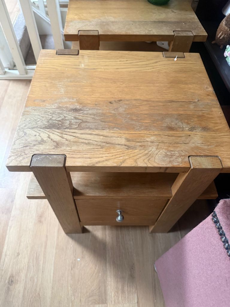 Oak Bedside Table with Drawer – Fair Condition