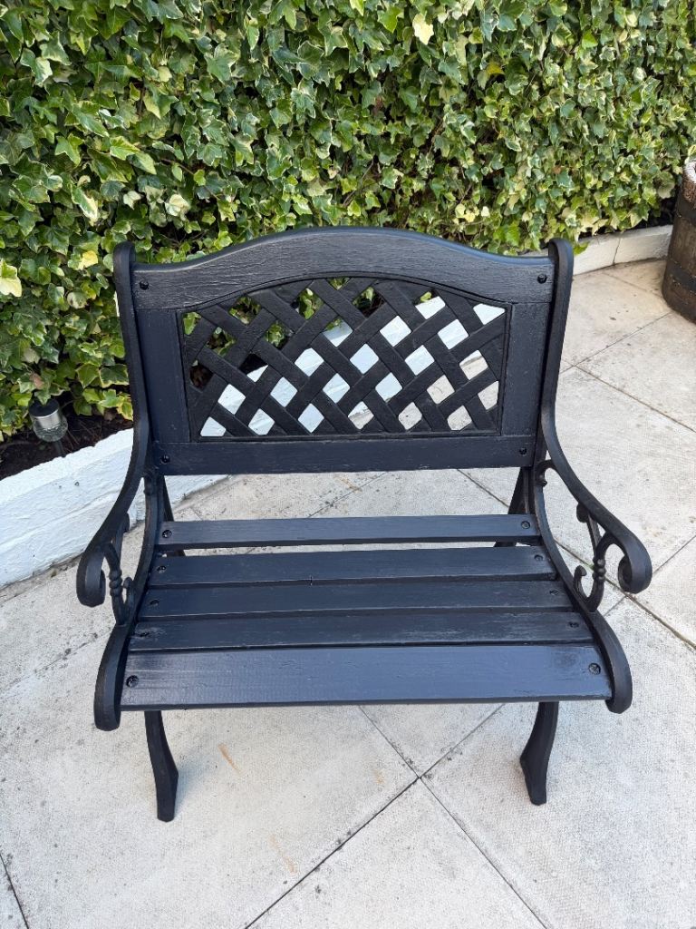 Good Condition Small Cast Iron & Wood Garden Bench
