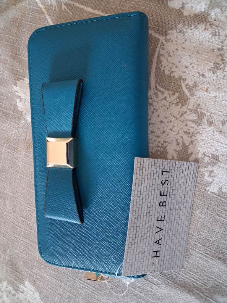 New Teal Wallet with Bow Detail – Unused