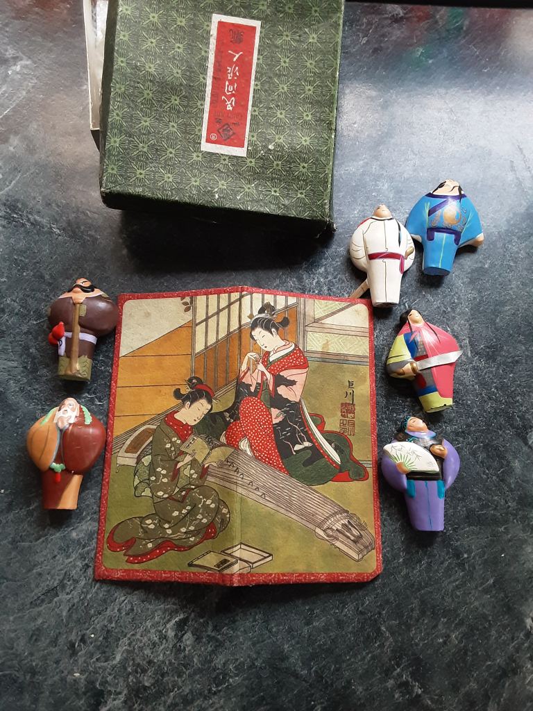 Chinese Wuxi Fairy Art clay figures and Japanese geisha wallet purse toy China Japan