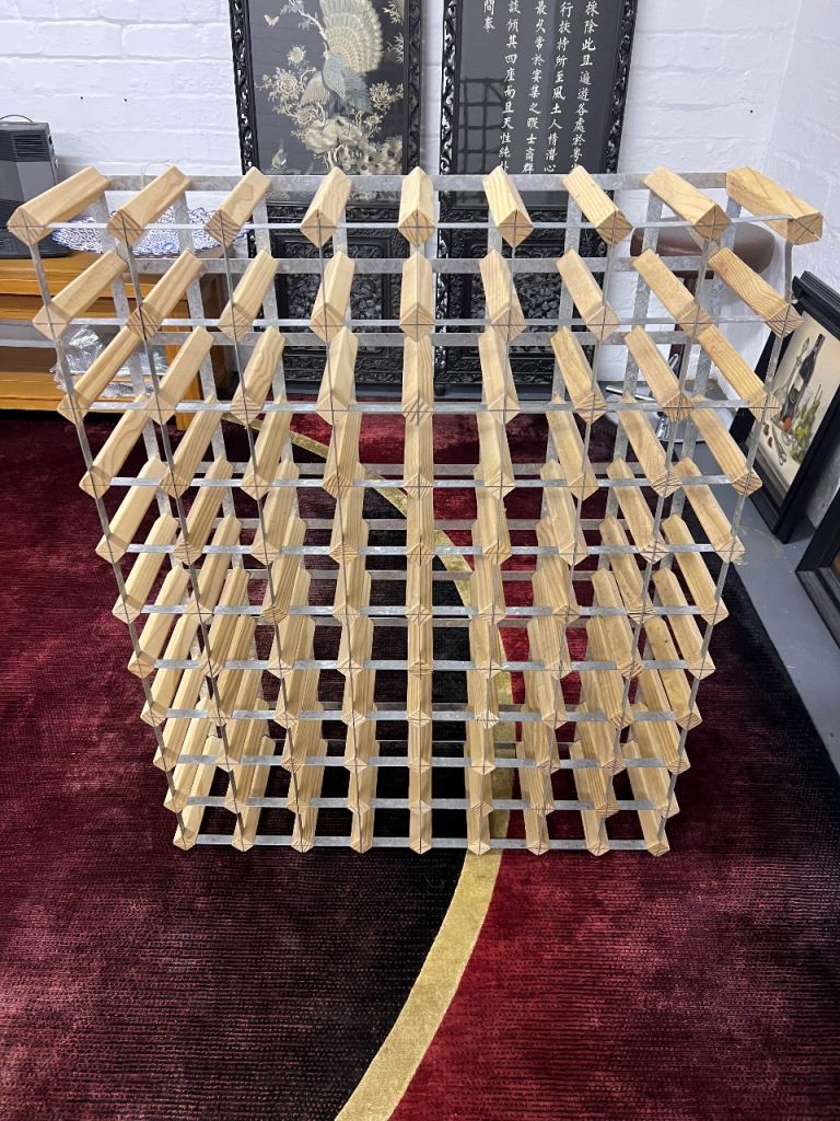  Large Wooden Wine Rack - Good Condition, Holds 80 Bottles 80cm X 100cm