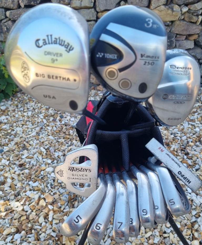 Callaway, Yonex, Benross woods, Hippo  GRAPHITE XXL 5-SW, 2x putters, Purespin stand-bag & MORE