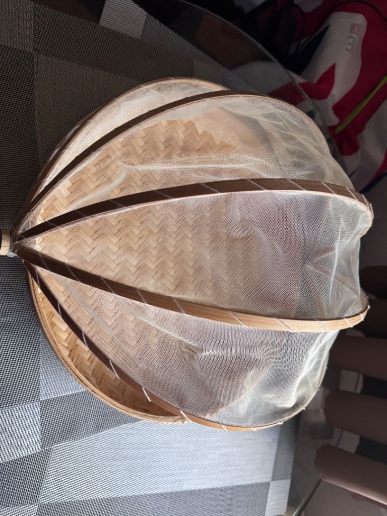 Bamboo Fruit Basket with Fly Protection Bamboo Tent Bread Basket Food Fly Cover Vegetable Basket