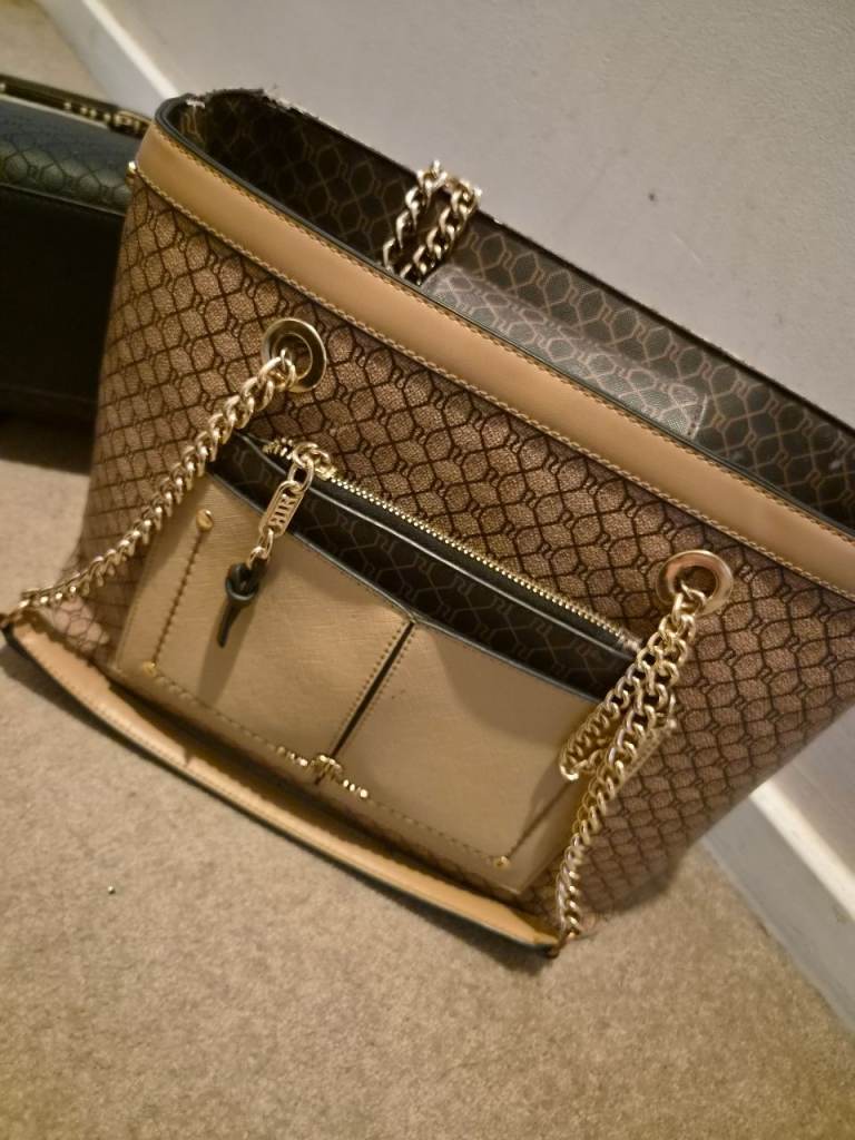 River Island Monogrammed Tote Bag with Chain Detail