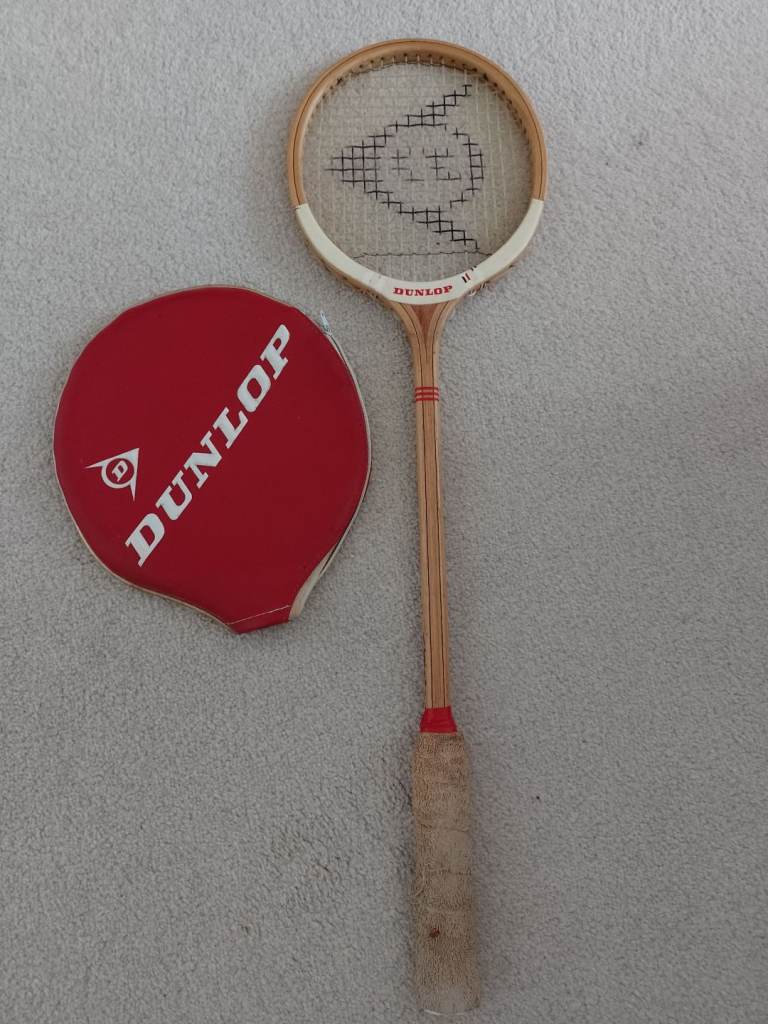 Dunlop Vintage wooden squash racket and case