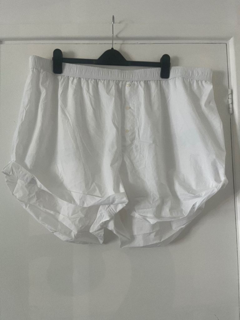 New The Wren White 100% Cotton Boxer Shorts Size 3XL