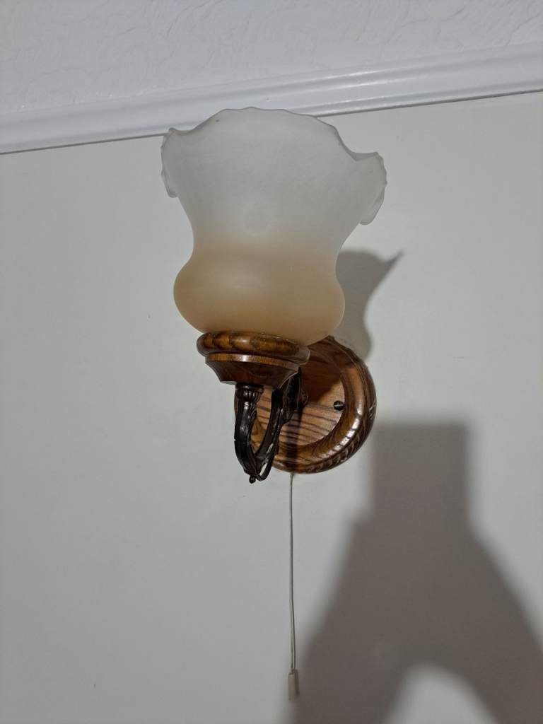 wooden ceiling light and 3 wall lights