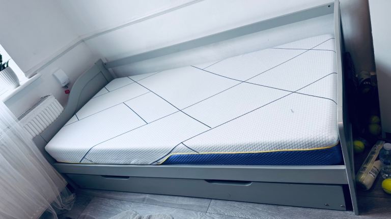 Grey Day Bed with Under-Bed Storage and Mattress – Good Condition