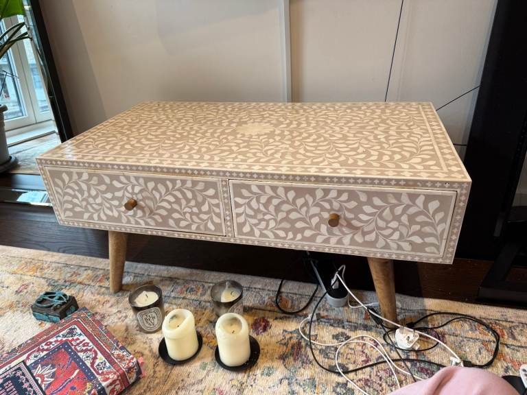 image for Handmade, antique storage console piece from India. 