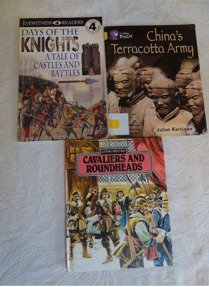 £2 for 6 books China's Terracotta Army Cavaliers & Roundheads, Knights castle & battles Romans Celts