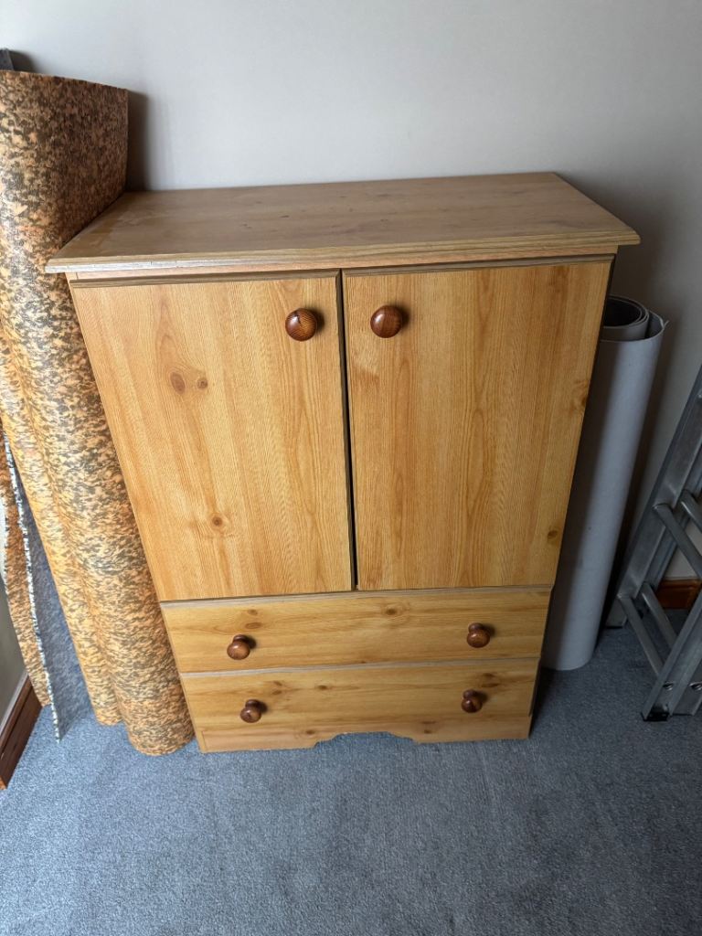 Wooden Chest of Drawers with Cupboard – Good Condition