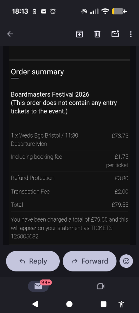 Boardmasters Bristol return coach ticket