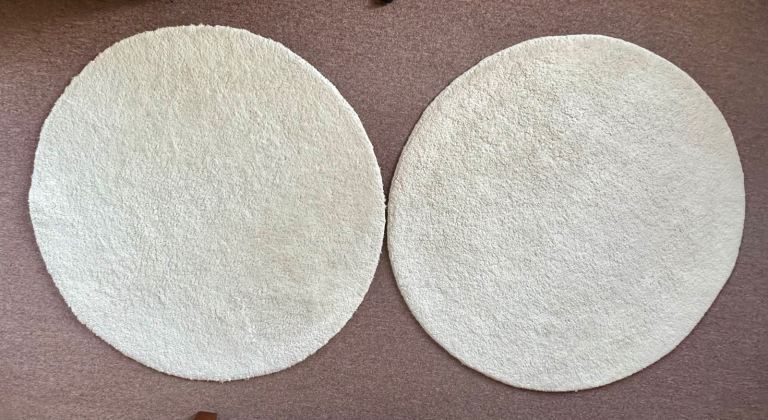 Pair of Cream/ Off White Round Wool Rugs – Good Condition