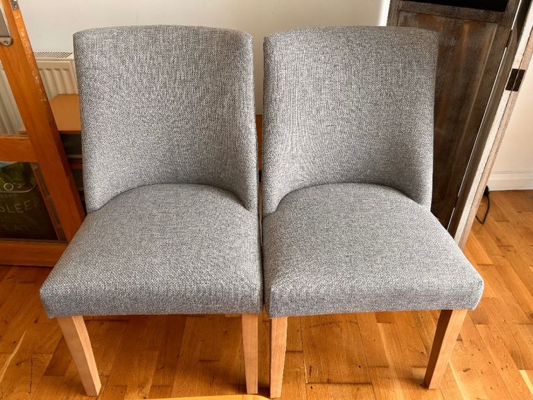Pair of Next Dining Chairs – Grey Fabric, As Good As New