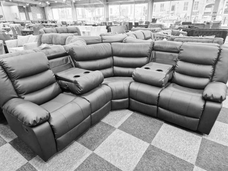 🚚 LUXURY PREMIUM ROMA RECLINER CUPHOLDER SOFA CORNER & 3+2 REAL LEATHER LOW PRICE