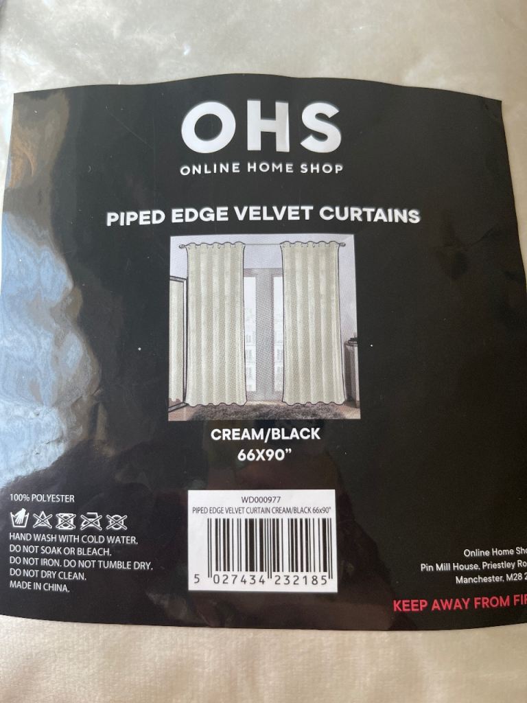 Piped edge velvet curtains 