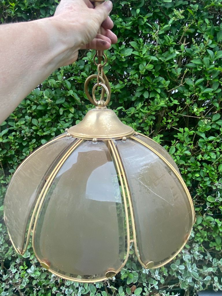 FREE Vintage Gold and Glass Ceiling Light Shade