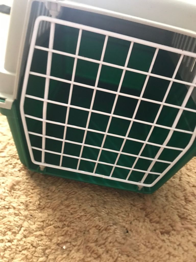 Pet Carrier Crate - Green and Grey, Good Condition