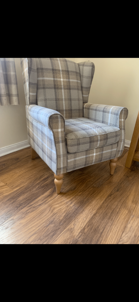 Plaid Wingback Armchair – As Good As New