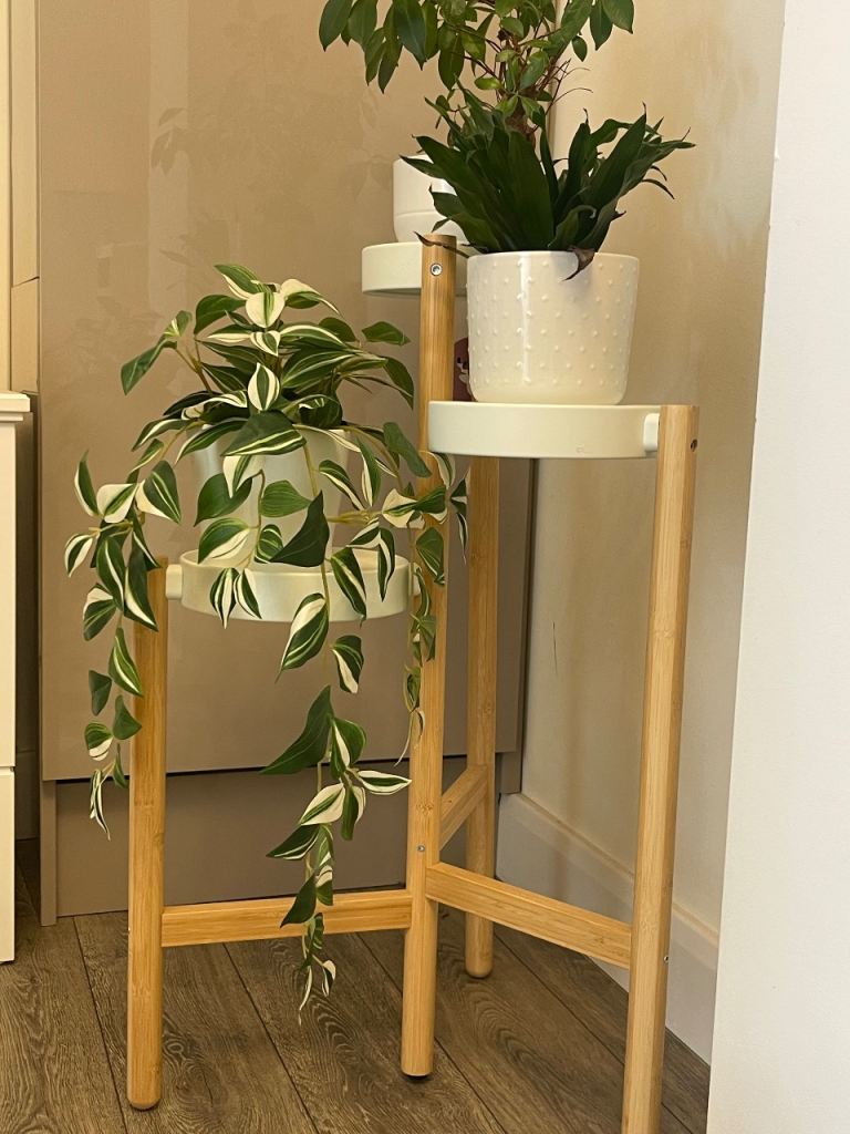 Modern Wooden Plant Stand with Two Tiers – As Good As New