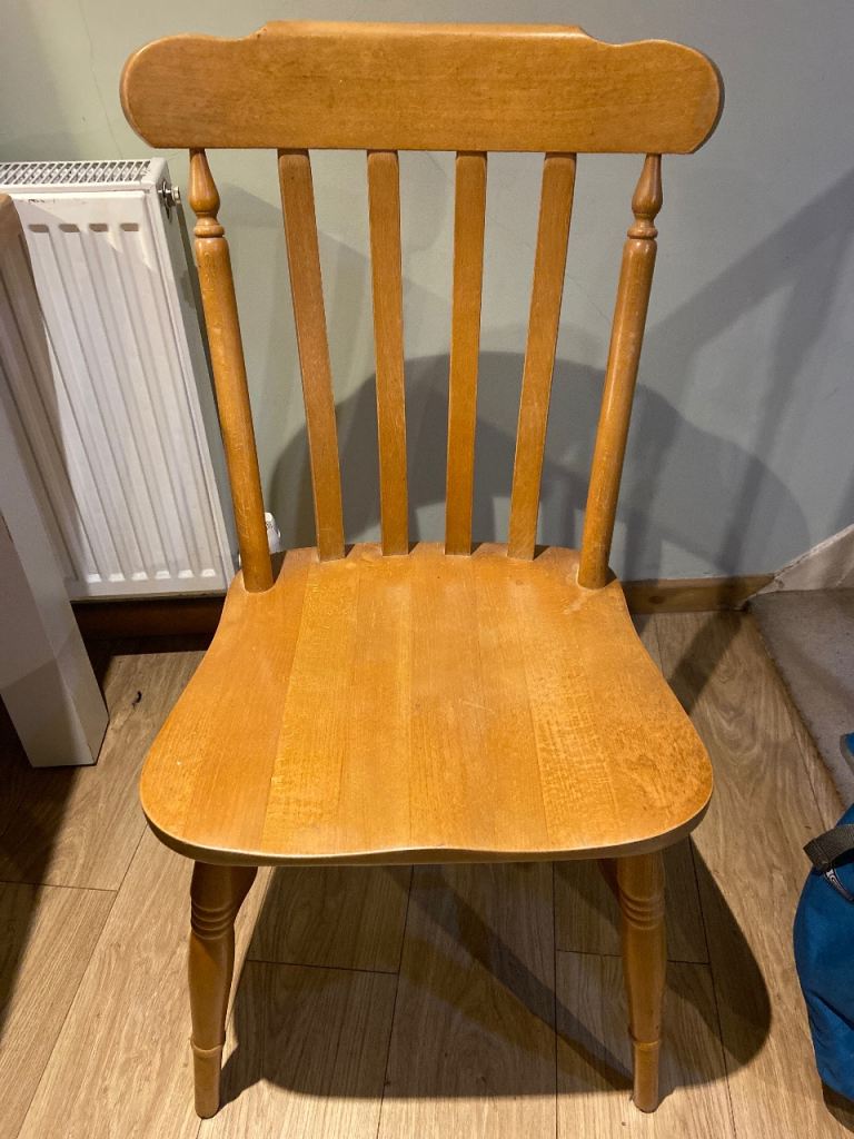 Price reduction! 3 x Solid beech farmhouse dining chair – heavy, sturdy