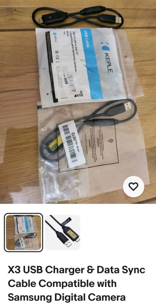 X3 USB Charger & Data Sync Cable Compatible with Samsung Digital Camera 