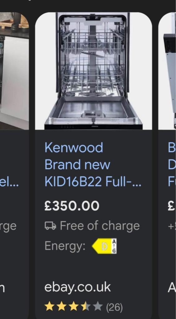 Kenwood intergated dishwasher 