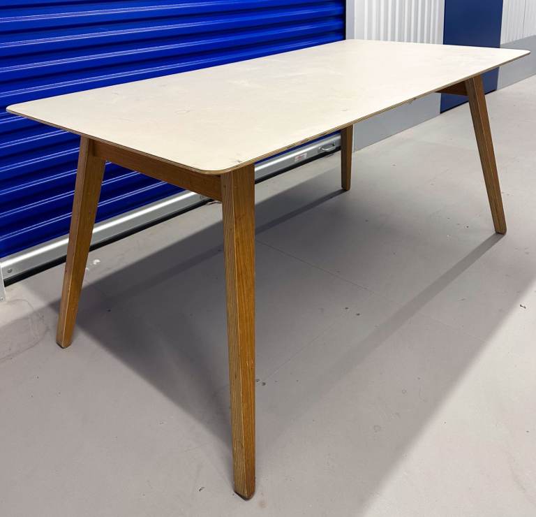 Minimalist Birch Plywood Table: Linoleum Top / Tapered Legs (Including replacement Lino).