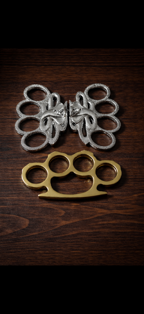 Decorative Metal Brass Knuckles Accessory– Gold & Silver Set