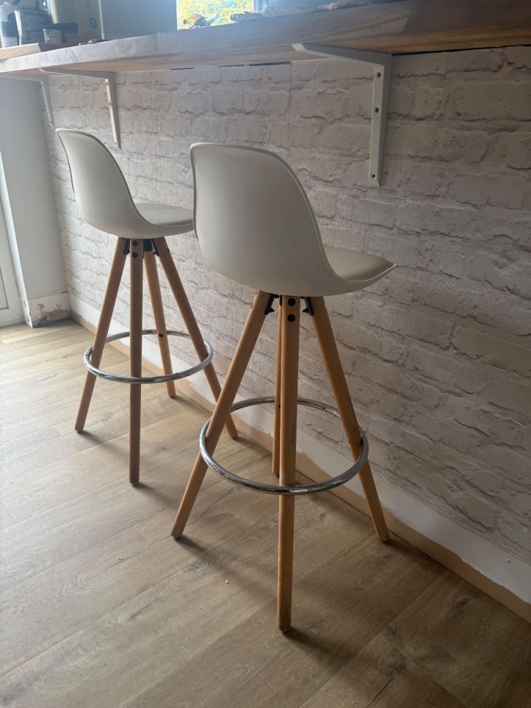 Pair of White Bar Stools