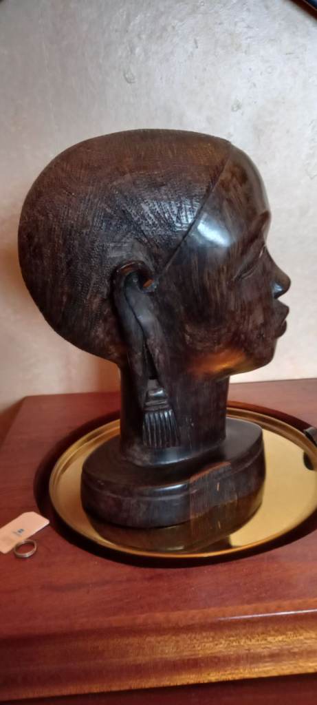 Vintage Maasai Art Of A Woman's Head Carved In Ebony