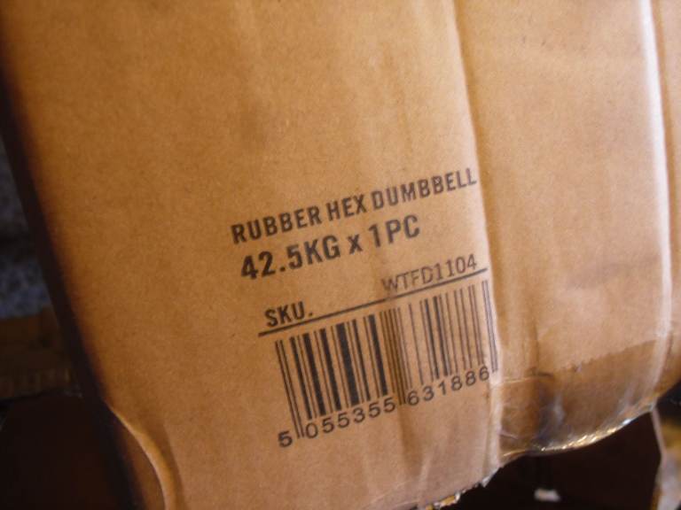 2x 42.5kg Hex Rubber Coated Dumbbells