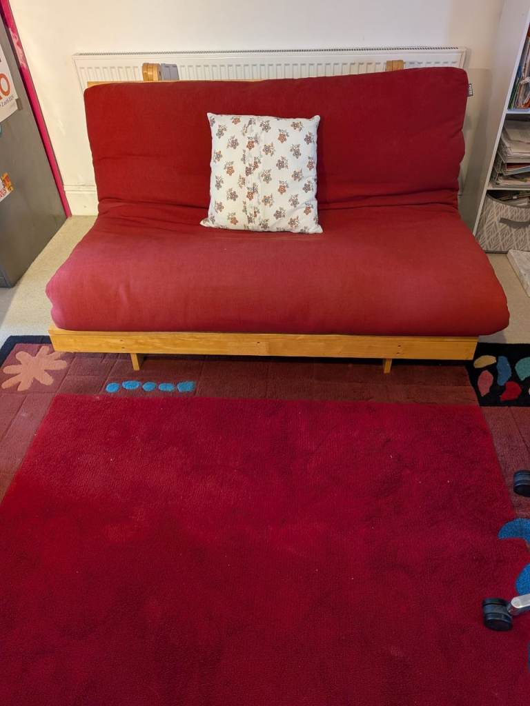 Red futon sofa bed (double bed)