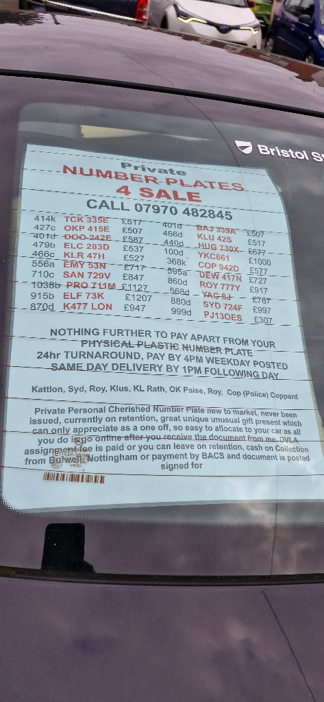 Personal private old number plates