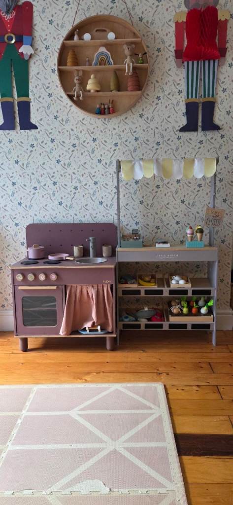 Wooden Play Kitchen and Shop Set – Good Condition