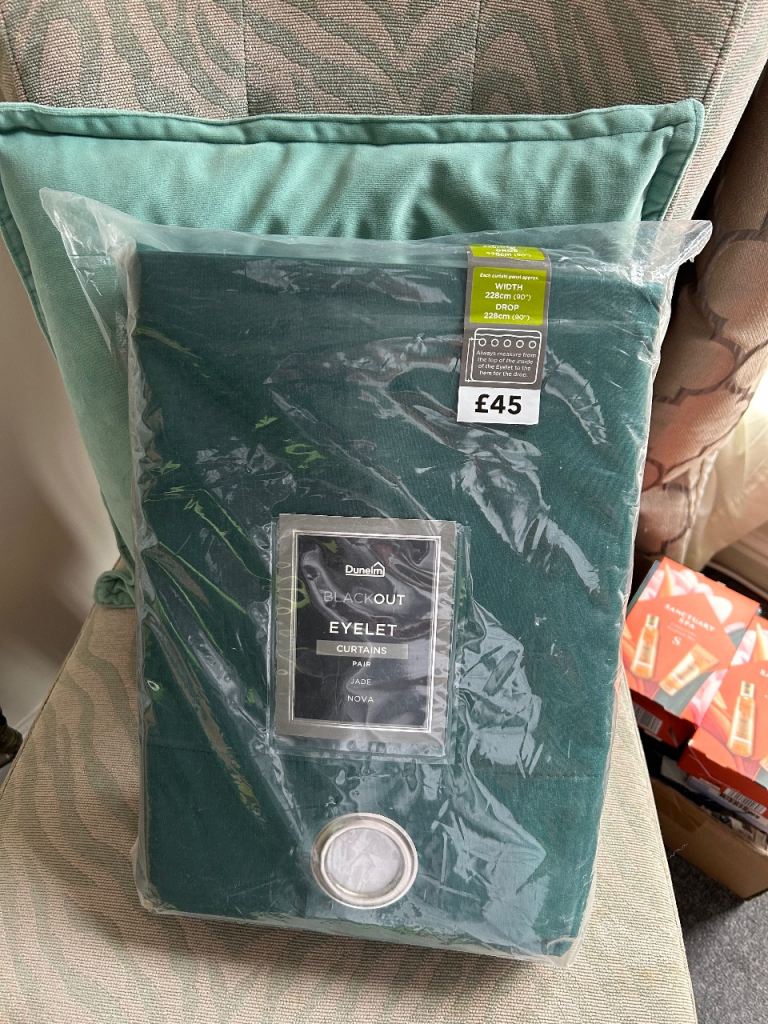 NEW Jade Green Blackout Curtains 90” x 90” (228cm x 228cm)