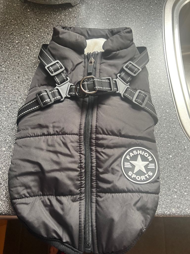 Small dog winter vest with harness 