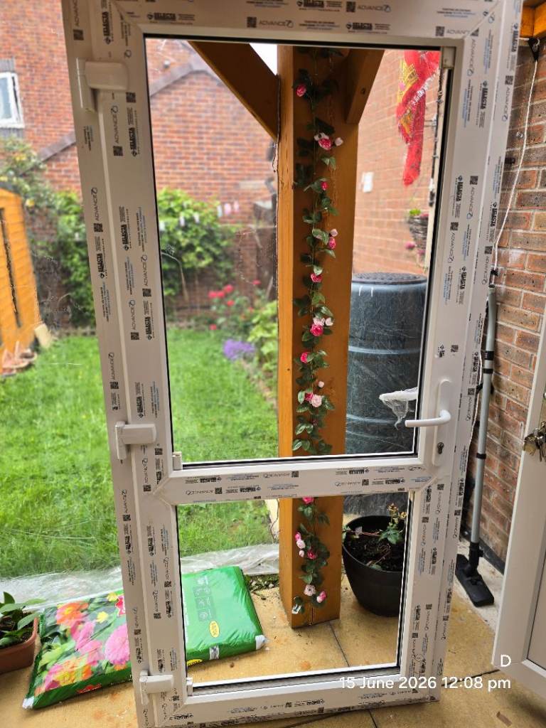 Brand New uPVC Back Door White Selecta Advance 70 – Never Installed With Frame