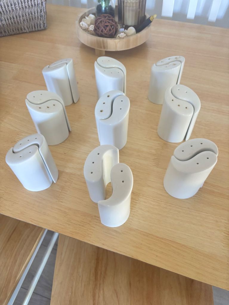 Set of 9 White Ceramic Yin Yang Salt & Pepper Shakers