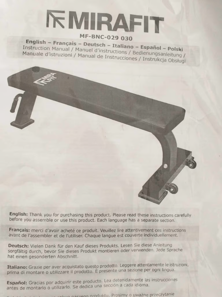 Mirafit Flat Powerlifting Weight Bench with Ultimate Pad