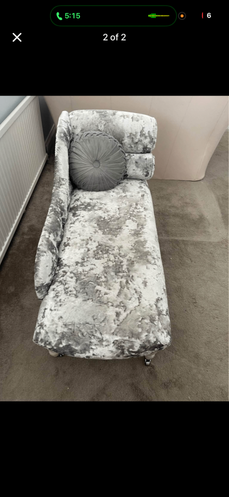£40 crushed velvet chaise collection Basildon no holding 