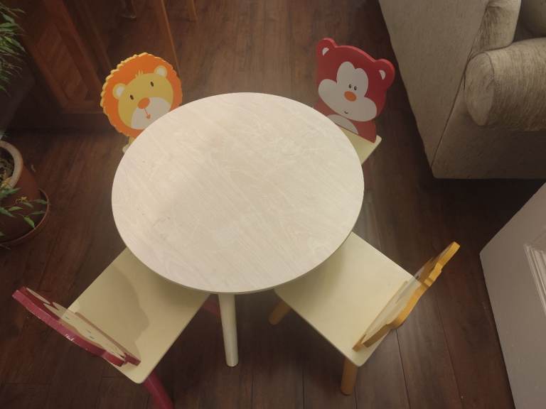 Children's table and animal chairs