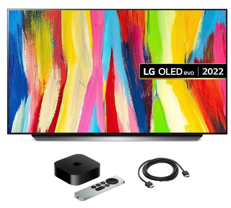 3-in-1 Bundle: LG C2 OLED 4K HDR TV 48” + Apple TV 4K + Premium 4K HDMI Cable