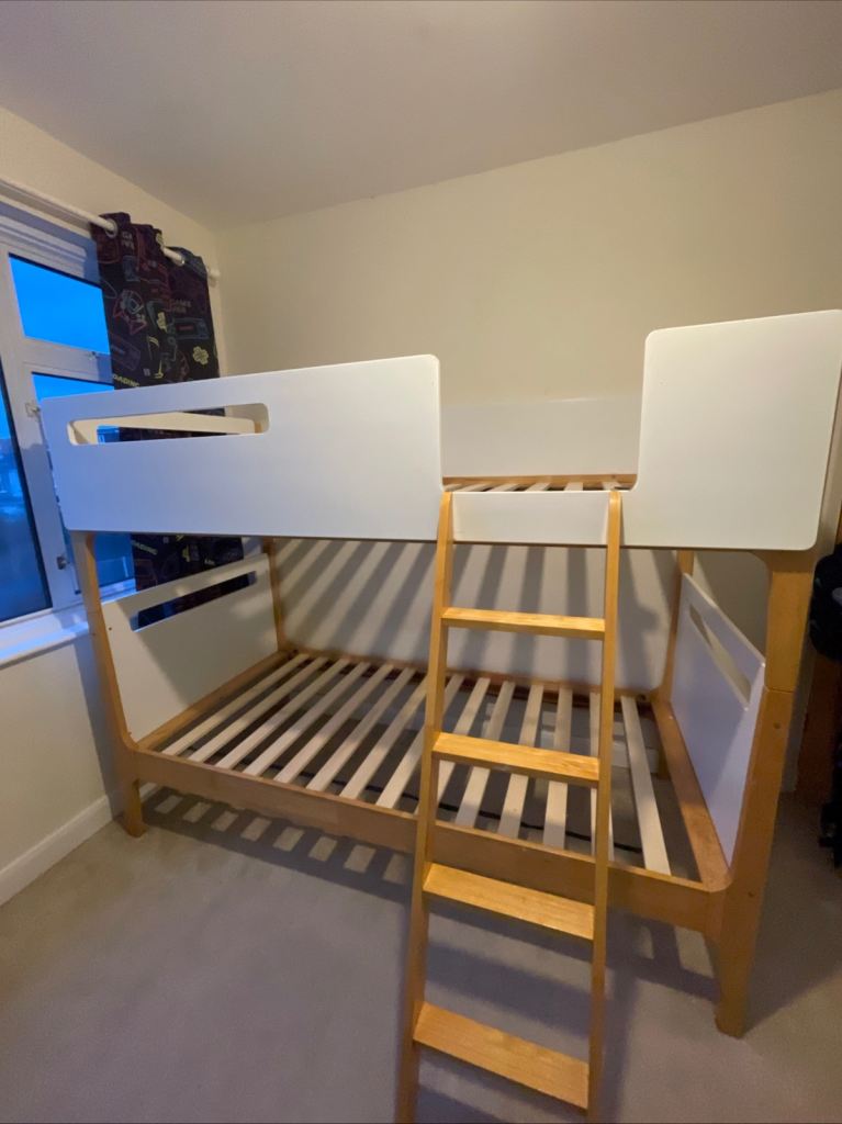 White Bunk Beds Without Mattresses Single Size With Ladder