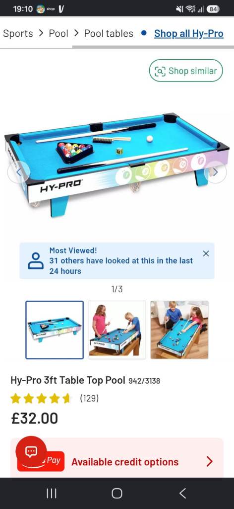 Pool table 3ft