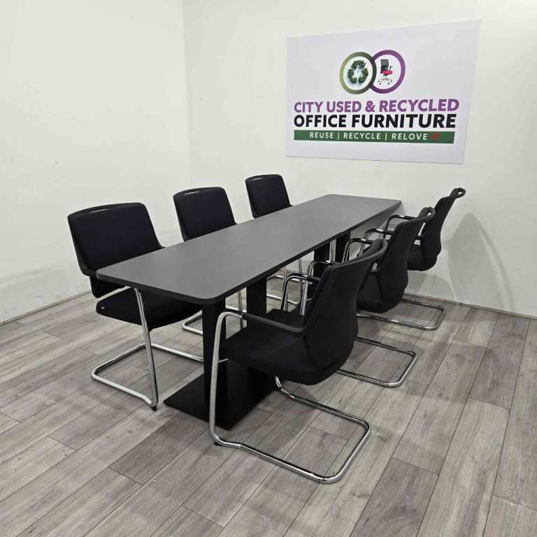 6-Person Boardroom Table – Sleek Graphite Finish