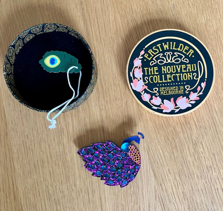 Erstwilder Le Peacock Royal Brooch – New in Box
